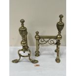 A pair of late 19th century brass andirons. 14' high