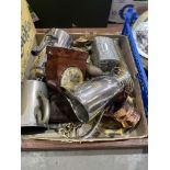 Two boxes of sundry metalware