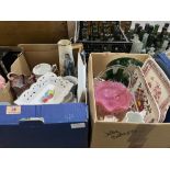 Five boxes of ceramics and glassware