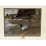 WILLIAM HENRY INNES. BRITISH 1905-1999 A beach scene with figures. Signed. Pastel 9½' x 12½'