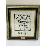 SIGNED K. HARING Man and Spaceship. Felt pen on graph paper 9¾' x 6½'