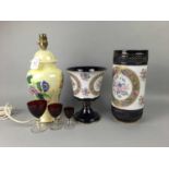 A MALING VASE LAMP AND OTHER ITEMS