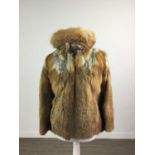 A VINTAGE FOX FUR COAT AND HAT