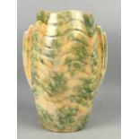 A SHORTER & SON ART DECO POTTERY VASE AND OTHER CERAMICS, ALSO A HORN