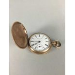 A WALTHAM ROLLED GOLD HUNTER CASED POCKET WATCH