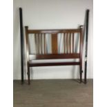 AN EDWARDIAN INLAID MAHOGANY DOUBLE BEDSTEAD