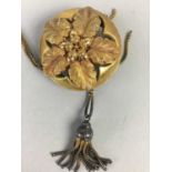 A VICTORIAN NINE CARAT GOLD AND SEED PEARL SPRAY BROOCH AND ANOTHER BROOCH