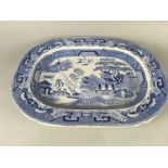 A VICTORIAN BLUE AND WHITE ASHET AND OTHER CERAMICS