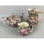 A ROYAL WINTON CHINTZ "HAZEL" PATTERN TEA POT, COFFEE POT AND CREAM WITH OTHER CERAMICS