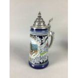 A GERMAN BEER STEIN AND OTHERS STEINS AND JUGS