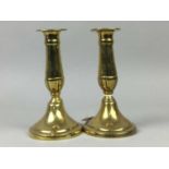 A PAIR OF 19TH CENTURY BRASS CANDLESTICKS