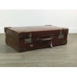 AN EARLY 20TH CENTURY LEATHER SUITCASE WITH TWO OTHERS