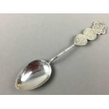 A LOT OF TWO SETS OF SIX CHINESE SILVER TEASPOONS AND ANOTHER