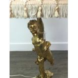 A GILT RESIN FIGURAL LAMP