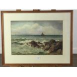 A SEASCAPE WATERCOLOUR ALONG WITH A PRINT AFTER GORDON KING