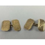 A PAIR OF NINE CARAT GOLD CUFFLINKS AND OTHER JEWELLERY