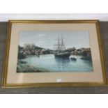 MARESCA, RIVER SCENE WITH BOATS WATERCOLOUR AND OTHER PICTURES