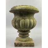 A LOT OF TWO MARBLE GARDEN URNS