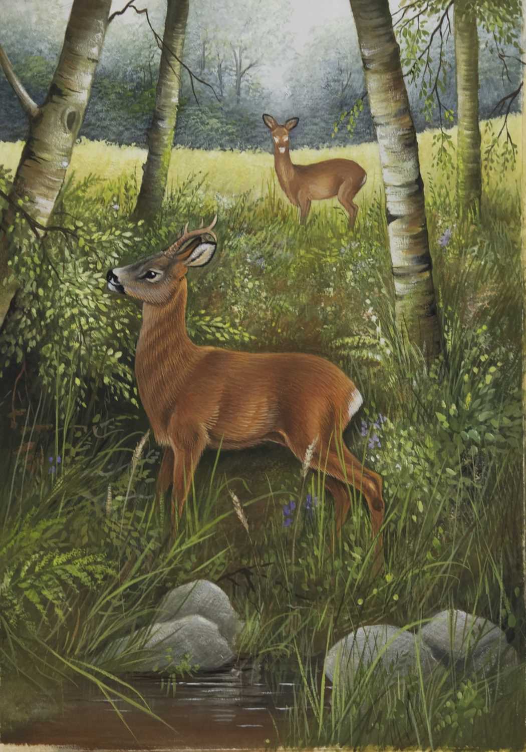 BUNNIES AND DEER, TWO GOUACHES BY EVE COOTE - Image 2 of 2