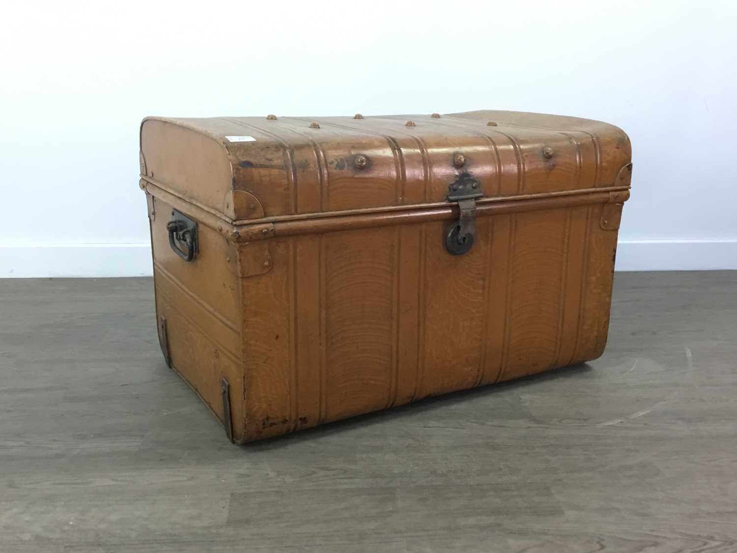 A VINTAGE METAL CABIN TRUNK