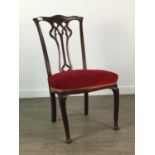 A LOT OF TWO MAHOGANY SINGLE CHAIRS AND ANOTHER CHAIR