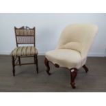A VICTORIAN NURSING CHAIR ALONG WITH A BEDROOM CHAIR