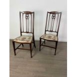 A PAIR OF MAHOGANY BEDROOM CHAIRSAND SIX PAINTED LADDER BACK CHAIRS