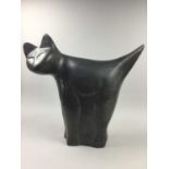 A GLAZED TERRACOTTA MODEL OF A STANDING CAT