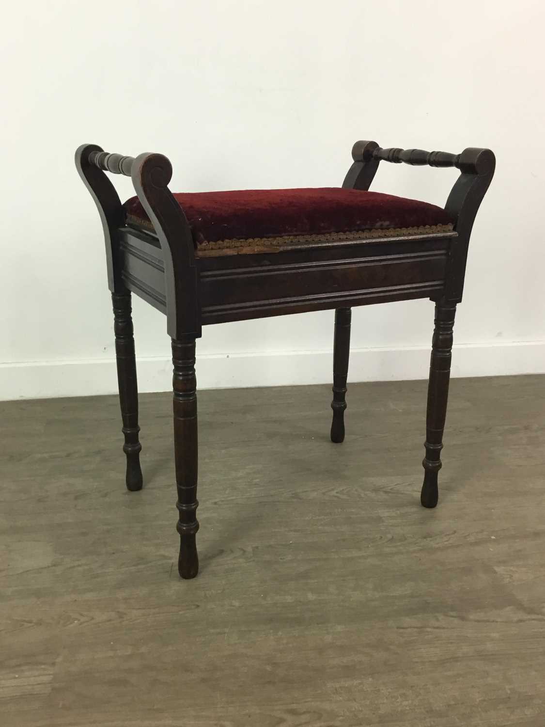 A VICTORIAN MAHOGANY SWING MIRROR AND A PIANO STOOL - Image 3 of 3