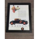 A PRINT OF A CADILLAC ADVERTISING POSTER AND OTHERS