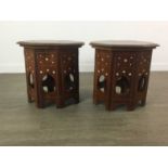 A LOT OF FOUR INDIAN INLAID FOLDING TABLES