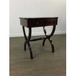 A 20TH CENTURY MAHOGANY SIDE TABLE AND A CORNER OCCASIONAL TABLE
