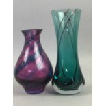 A COLLECTION OF CAITHNESS GLASS VASES ALONG WITH PAPERWEIGHTS