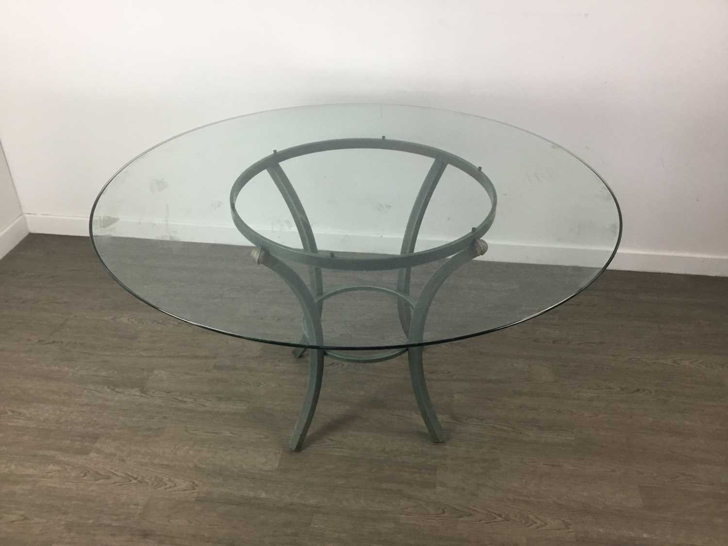 A MODERN GLASS TOPPED DINING TABLE AND FOUR CHAIRS - Image 2 of 3