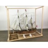 A GOOD AND LARGE SCRATCH BUILT MODEL SHIP
