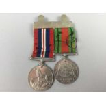 A LOT OF TWO WWII SERVICE MEDALS WITH OTHER TOKENS AND MEDALS