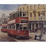 LONDON TRAM, A CANVAS PRINT AFTER PETER ST CLAIR MERRIMAN