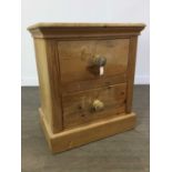 A PINE TWO DOOR BEDSIDE CHEST, BEDROOM CHAIR AND DRESSING STOOL