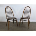 A SET OF FOUR ERCOL CHAIRS AND OTHER CHAIRS