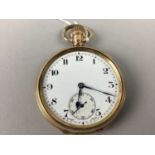 A GOLD PLATED OPEN FACE POCKET WATCH