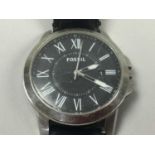 A GENT'S ARMANI STAINLESS STEEL WRIST WATCH AND ANOTHER WATCH