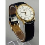 A GENTLEMAN'S LONGINES GOLD PLATED QUARTZ WRIST WATCH