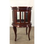 A MAHOGANY REPRODUCTION TRAY TOP DISPLAY CABINET