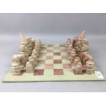 AN AFRICAN HARDSTONE CHESS SET