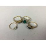 FOUR GEM SET RINGS