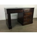 A REPRODUCTION MAHOGANY DESK