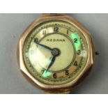 A LADY'S MEDANA NINE CARAT GOLD BRACELET WATCH