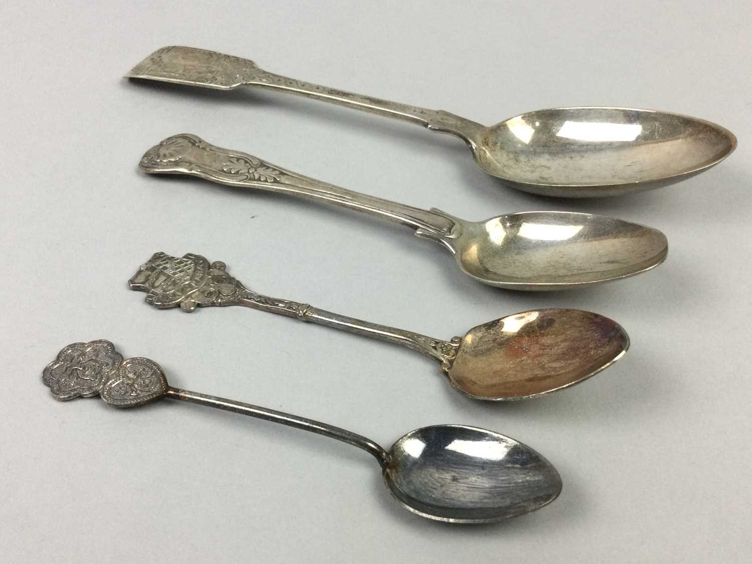 A GEORGE V SILVER DESSERT SPOON AND OTHER SILVER