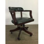A REPRODUCTION MAHOGANY SWIVEL CHAIR AND ANOTHER CHAIR