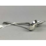 A PAIR OF SILVER FRUIT SPOONS BY WILLIAM COMYNS AND OTHER SILVER